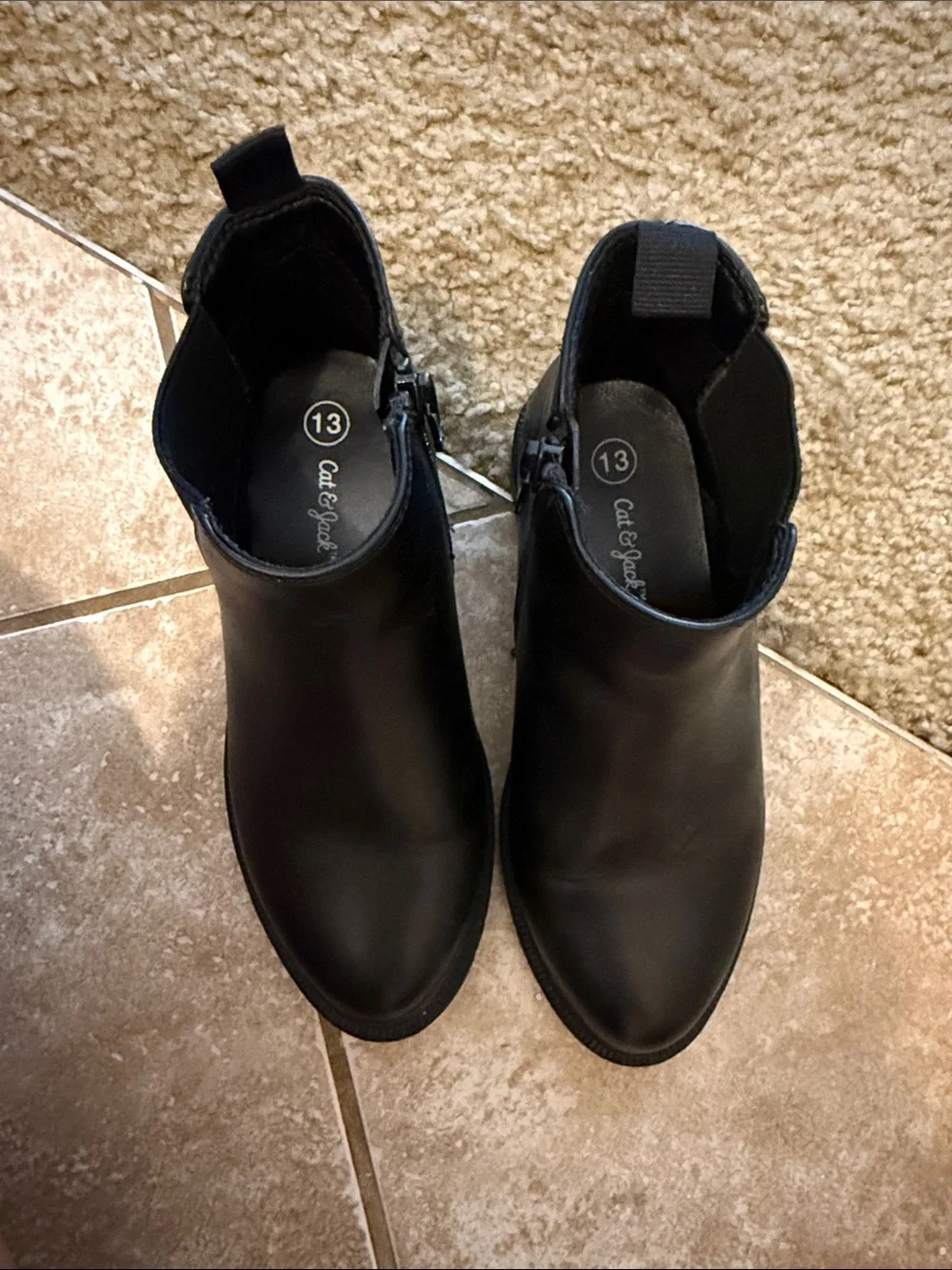 Kids car and jack Black Leather Ankle Boots